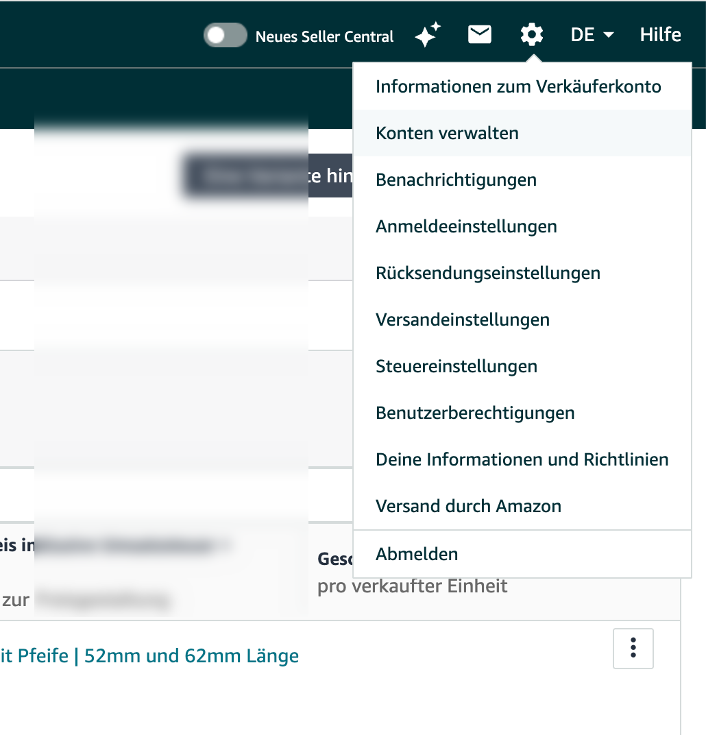Einstellungen Menü