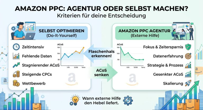 Amazon PPC Agentur oder selbst machen? Woran du erkennst, dass du deinen ACoS nur mit externer Hilfe senken kannst